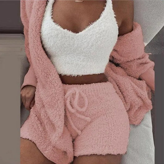 Cozy Fluffy Pajamas Set for Women: Stay Warm and Stylish All Winter